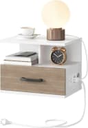 Hoobro Nachttisch hängend mit Steckdose & USB Weiß Bild 2