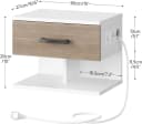 Hoobro Nachttisch hängend mit Steckdose & USB Weiß Bild 3