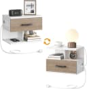 Hoobro Nachttisch hängend mit Steckdose & USB Weiß Bild 5