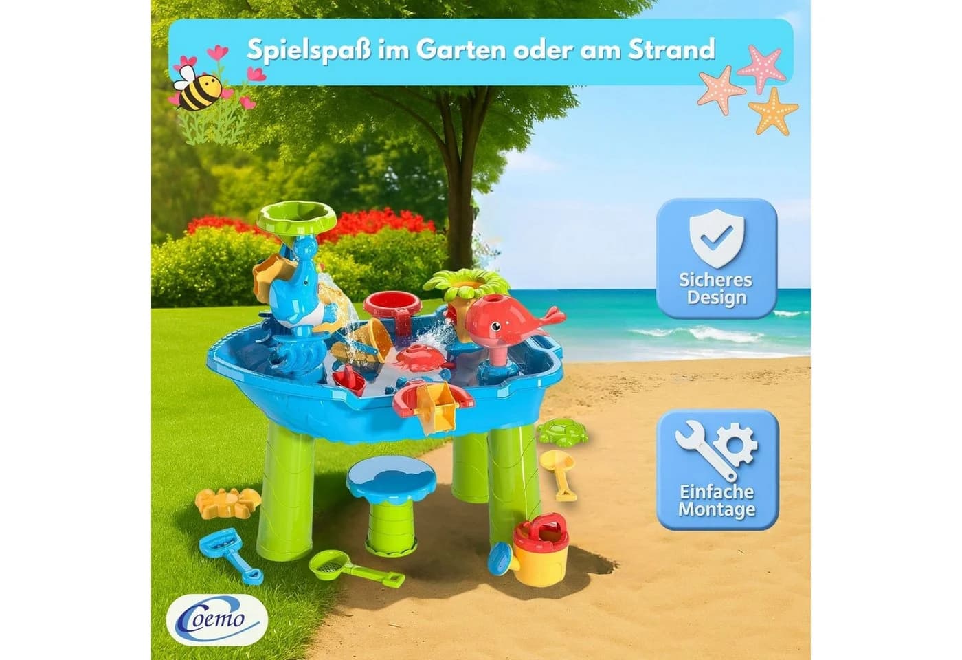 Coemo Wasserspieltisch NARIUS S 20-tlg. Sand- und Wasserspieltisch Bunt - Bild 4