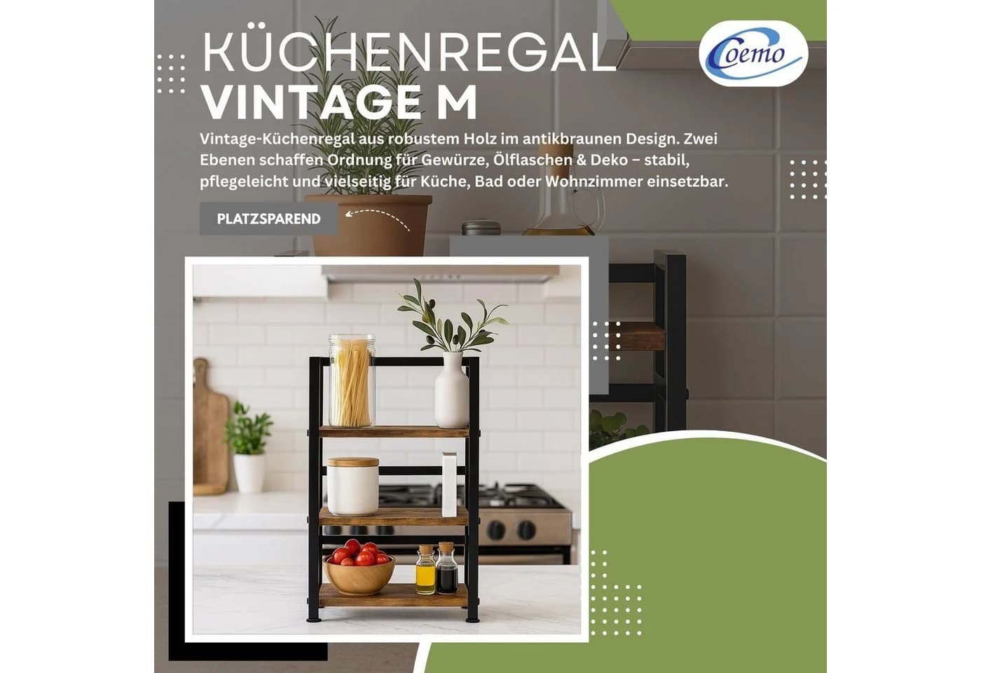 Mein-Regal Standregal Vintage Braun Metall