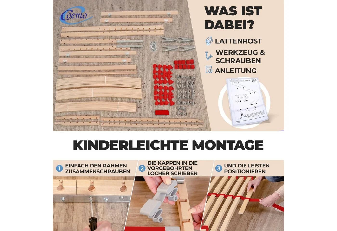 Coemo Lattenrost RUBY 7-Zonen verstellbar Buche/Birke Schichtholz - Bild 4