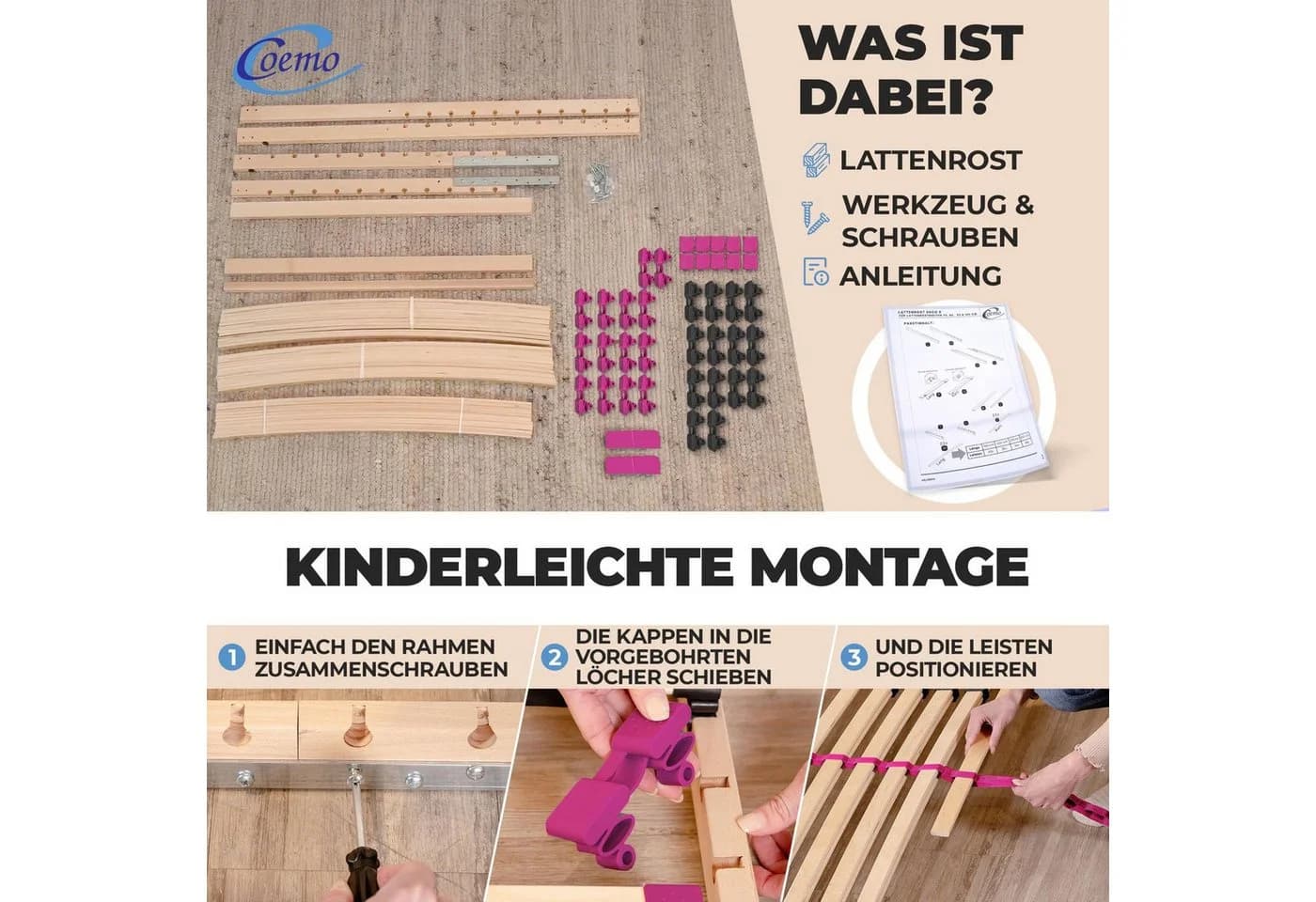 Coemo Lattenrost Pink Dream 7-Zonen Ergonomisch - Bild 4