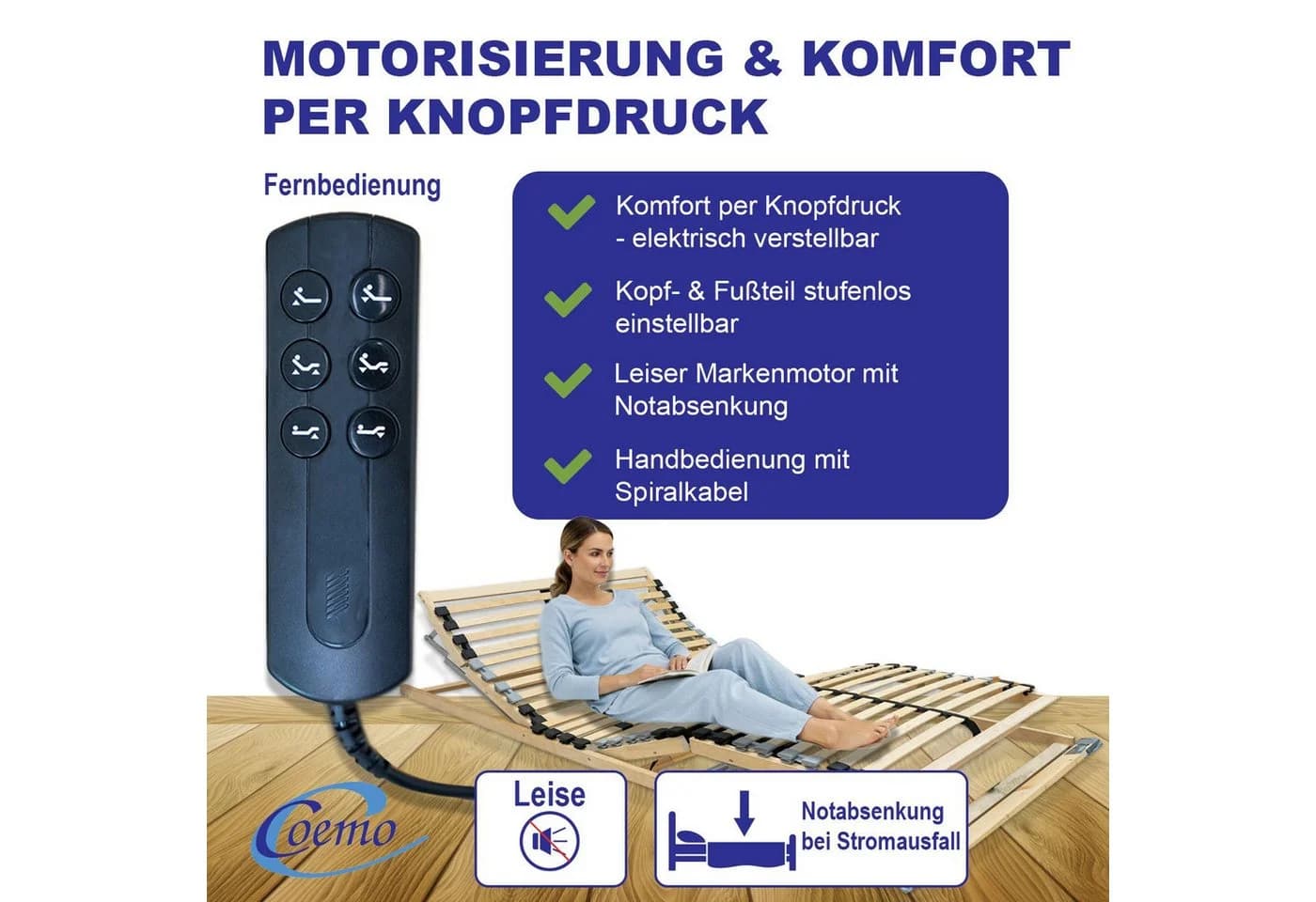 Coemo Elektrischer Lattenrost ERGO KF MOTOR 70x200 cm - Bild 3