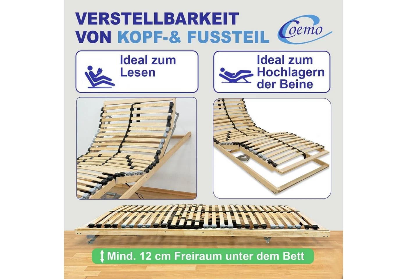 Coemo Elektrischer Lattenrost ERGO KF MOTOR 70x200 cm - Bild 4