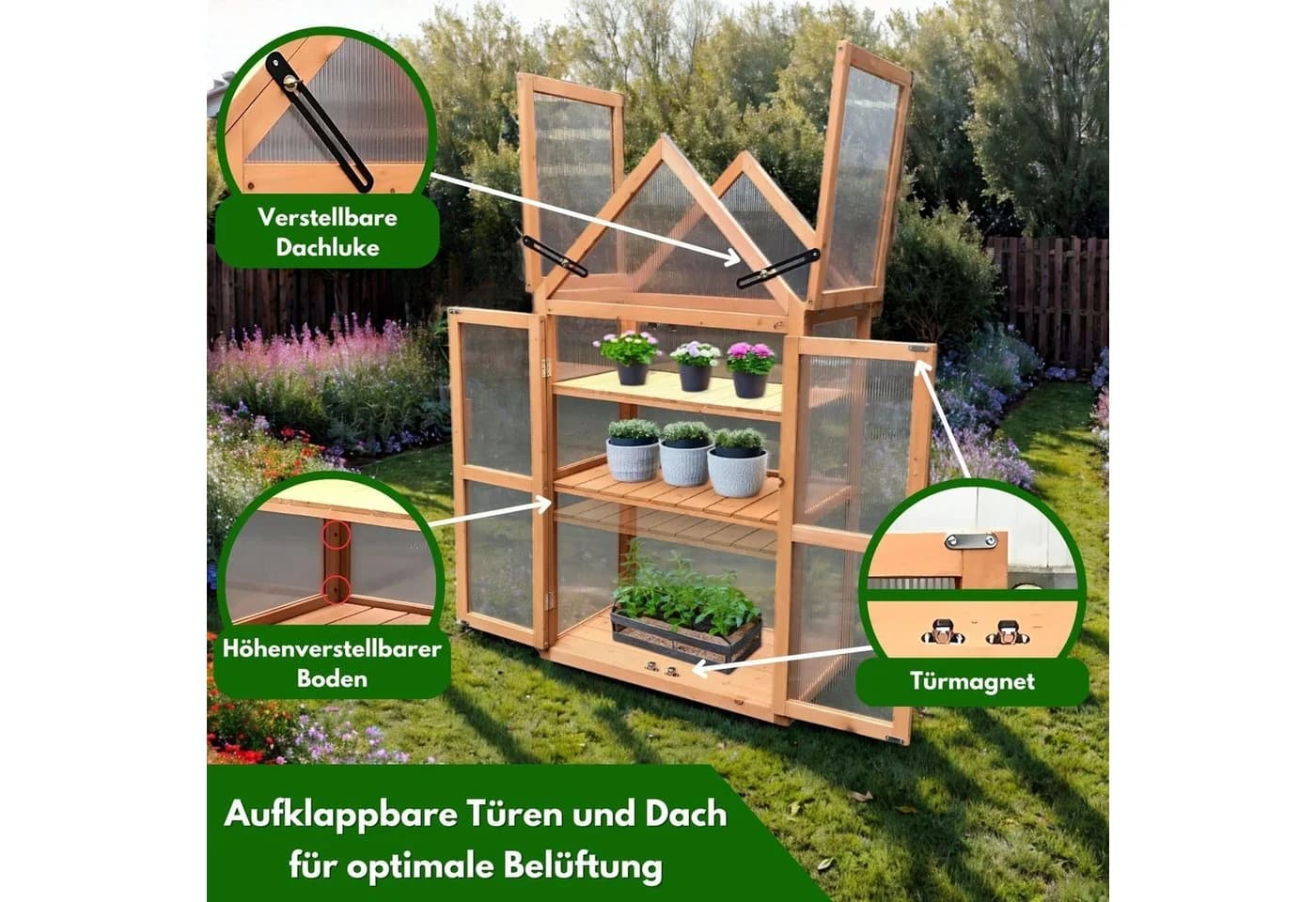 Coemo Hochbeet Braun Tomatenhaus Holz - Bild 4