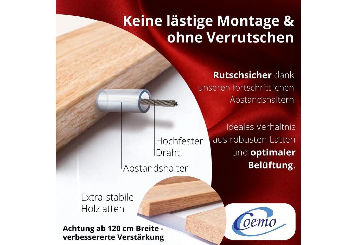 Coemo Rollrost DELUXE Kopfteil nicht verstellbar, Fußteil nicht verstellbar, 70 x 190 cm - Bild 3