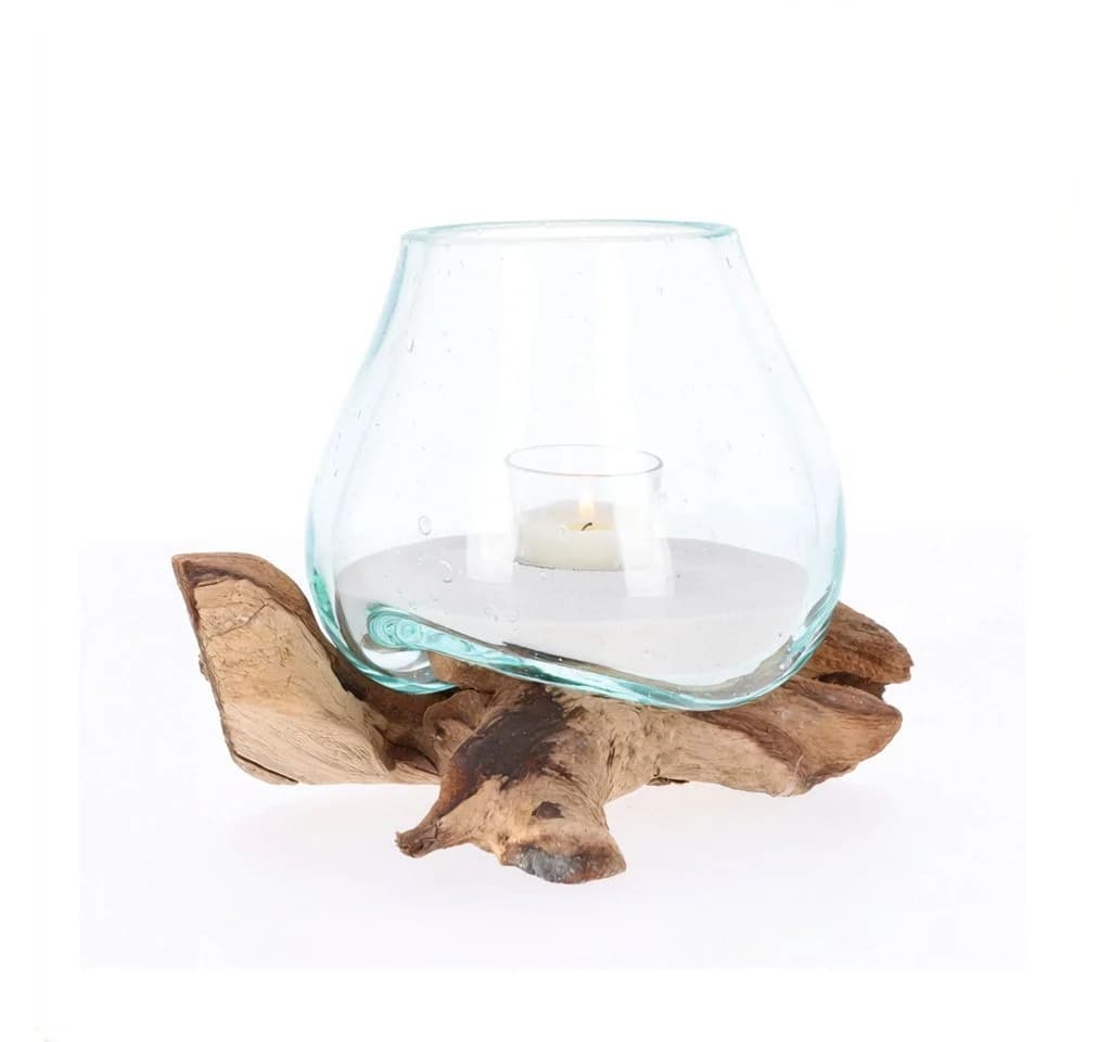 AlPa Living Windlicht Glas auf Wurzelholz Unikat - Bild 2