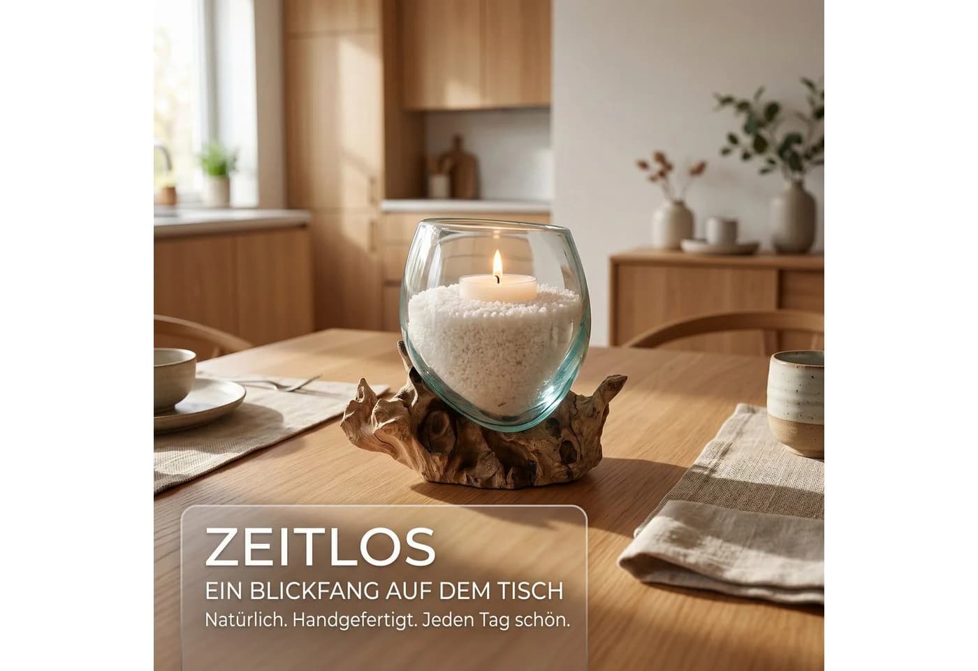 AlPa Living Windlicht Glas auf Wurzelholz Unikat - Bild 4