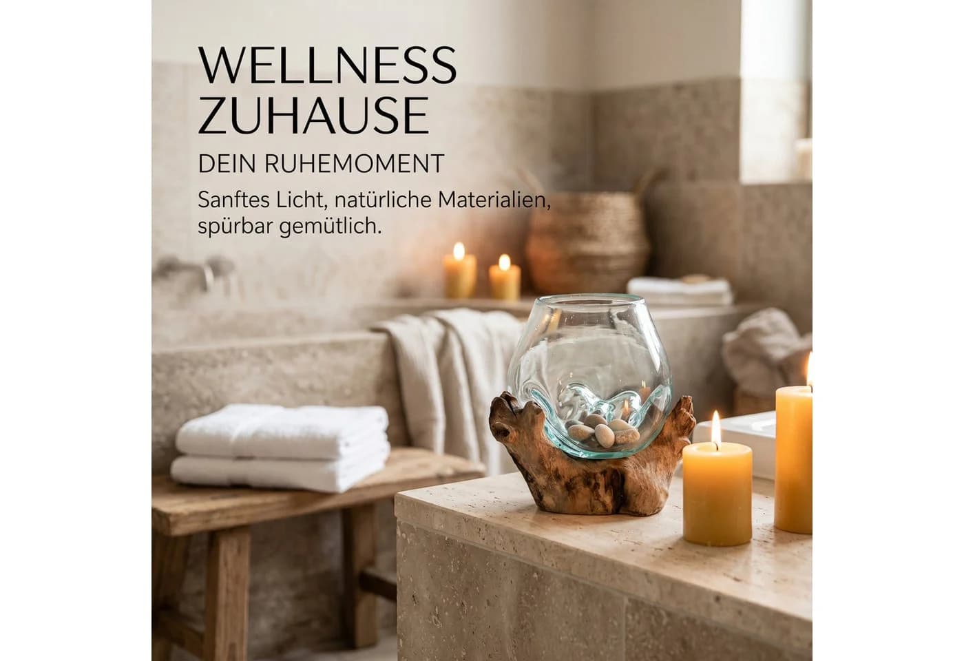AlPa Living Windlicht Glas auf Wurzelholz Unikat - Bild 5