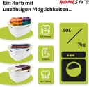 homesti Wäschekorb 50L Ergonomisch Nierenform Soft-Touch-Griffe Weiß/Grün Bild 4
