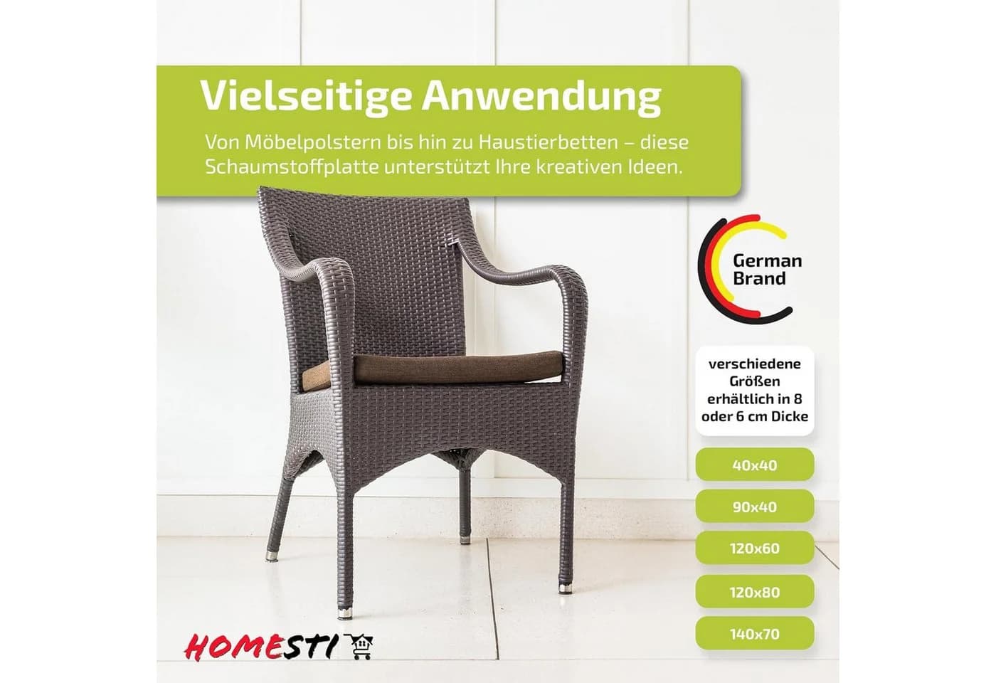 homesti Polsterauflage zuschneidbares Polster 140 x 70 x 6 cm Schaumstoffplatte - Bild 5