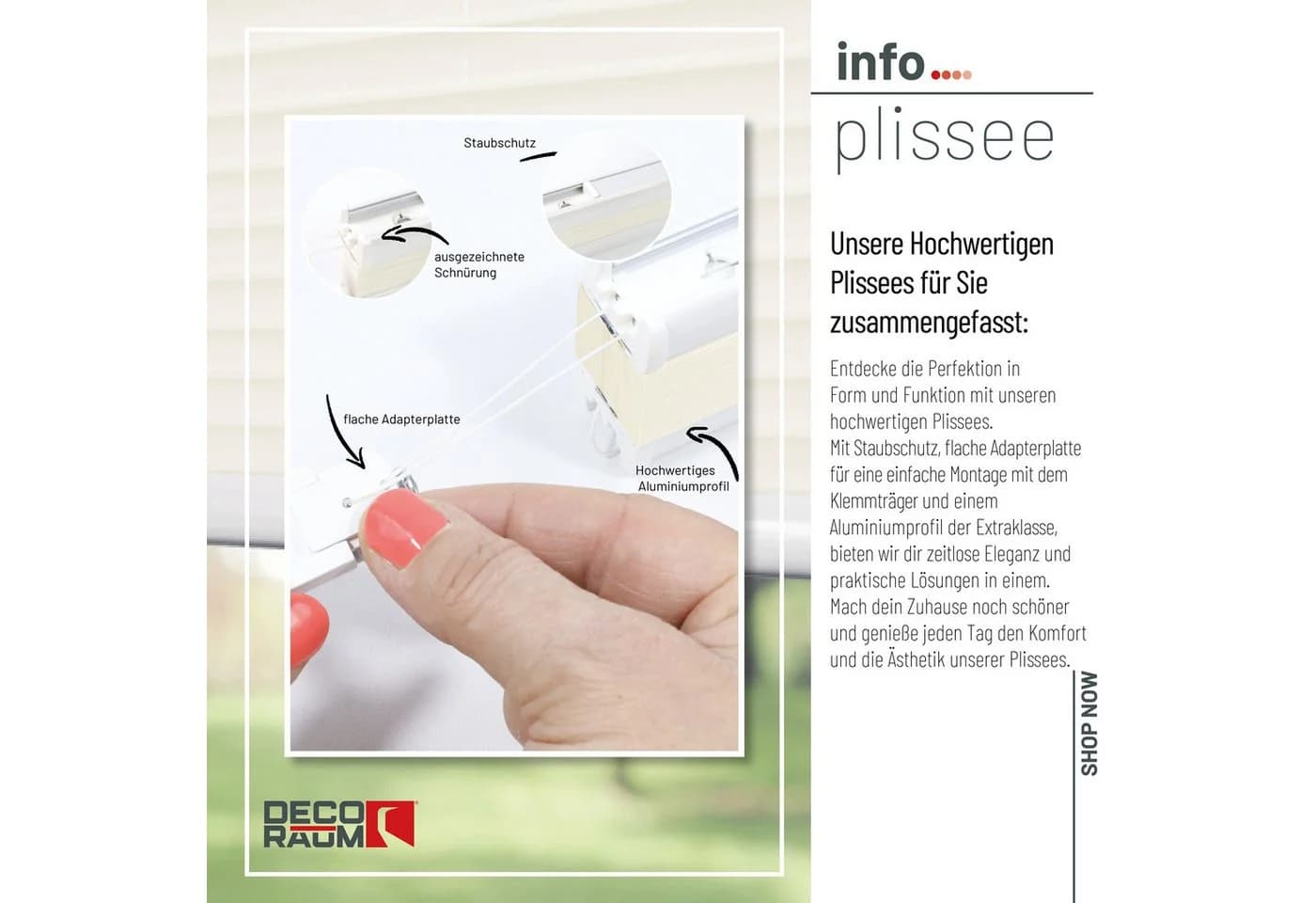 Deco-Raum Plissee Basic Blickdicht Klemmfix Vanille - Bild 5