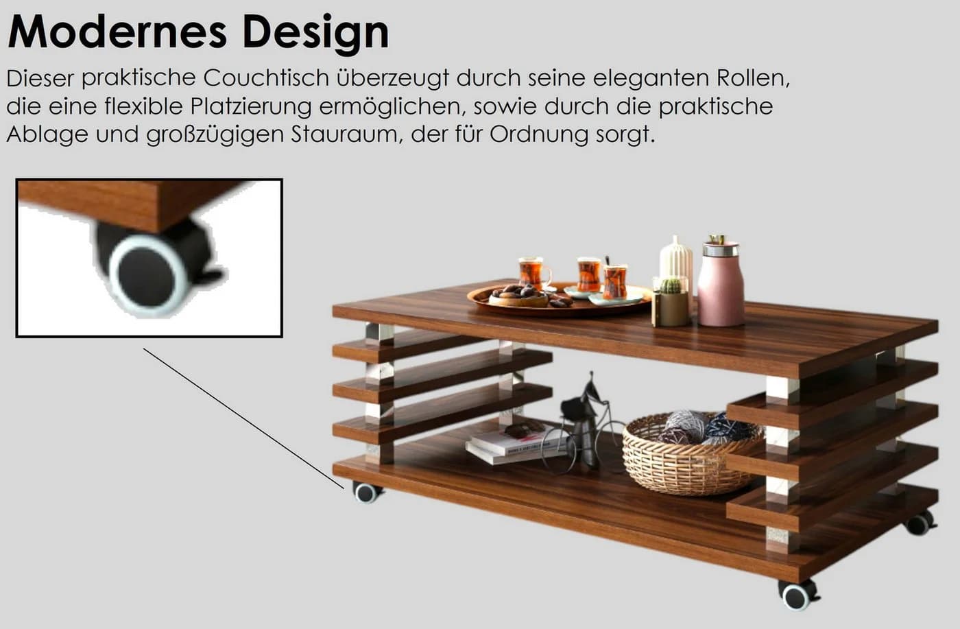 designimpex Couchtisch Carl Svensson DC-3 Schwarz/Weiß Hochglanz - Bild 5