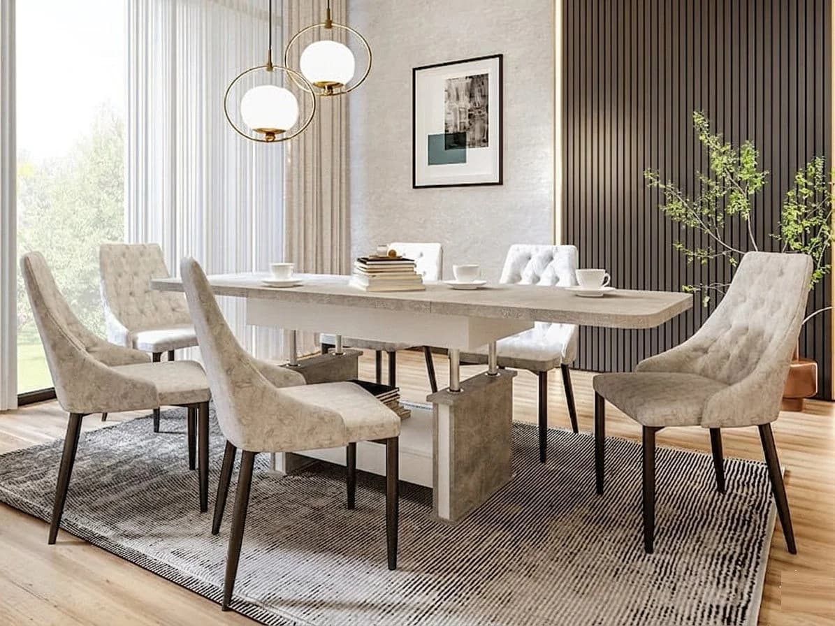 designimpex Couchtisch DA-555 grau höhenverstellbar ausziehbar