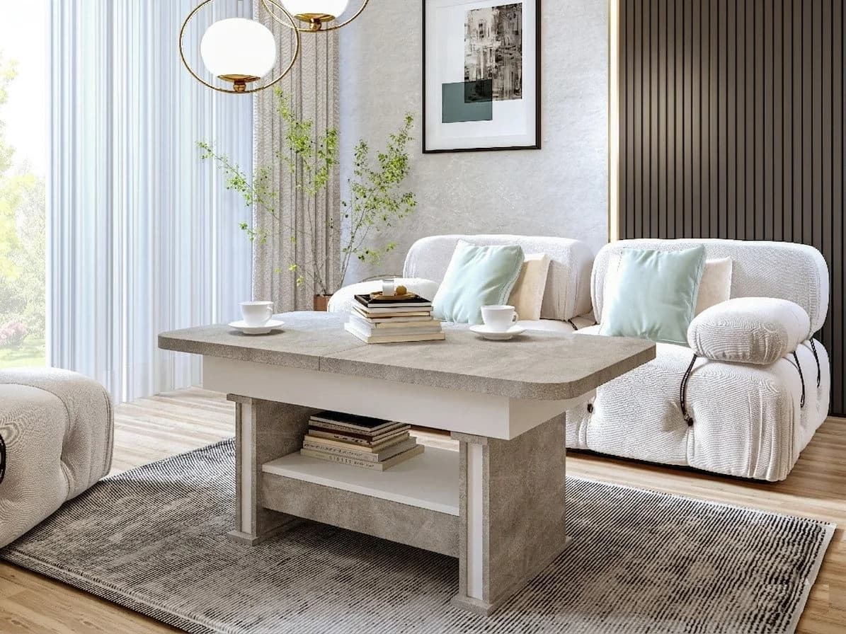 designimpex Couchtisch DA-555 grau höhenverstellbar ausziehbar - Bild 4