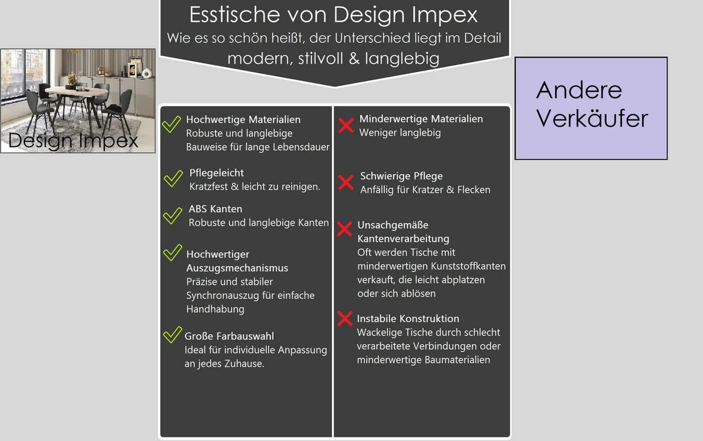designimpex Esstisch Almo Ausziehbar Schwarz Modern - Bild 4