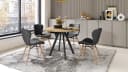 designimpex Esstisch Almo ausziehbar rund Beige/Schwarz Bild 1