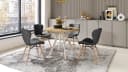 designimpex Esstisch Almo rund ausziehbar Beige Bild 1