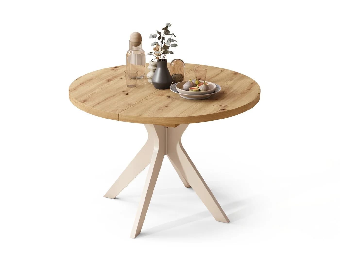 designimpex Esstisch Renzo rund ausziehbar Beige - Bild 2