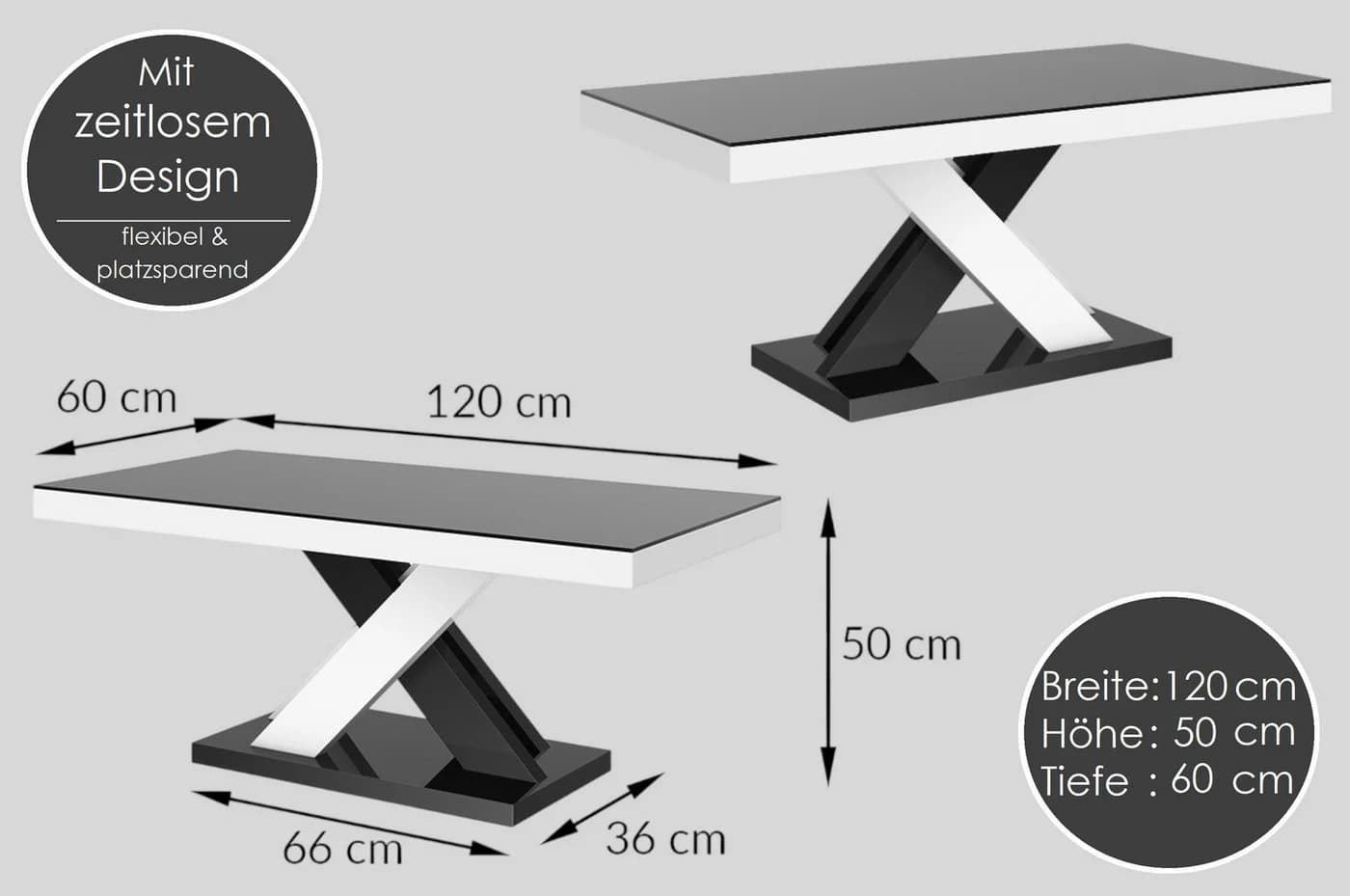 designimpex Couchtisch XLU-888 Weiß Hochglanz - Bild 4