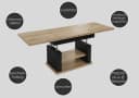 designimpex Couchtisch DA-666 höhenverstellbar ausziehbar 120/200 cm Bild 5