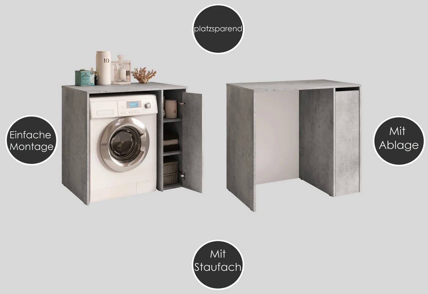 designimpex Waschmaschinenschrank Carl Svensson W-222 Beige - Bild 4