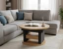 designimpex Couchtisch DA-999 rund ausziehbar höhenverstellbar mit Schublade Bild 1