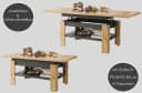 designimpex Couchtisch Design Rio beige höhenverstellbar ausziehbar Bild 4