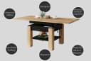 designimpex Cleo Couchtisch höhenverstellbar aufklappbar Eiche Artisan Bild 5