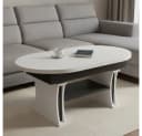 designimpex Couchtisch DA-130 oval ausziehbar höhenverstellbar Weiß/Schwarz Bild 1