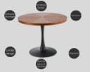 designimpex Esstisch rund Walnuss Wenge Schwarz Echtholzfurnier Bild 4