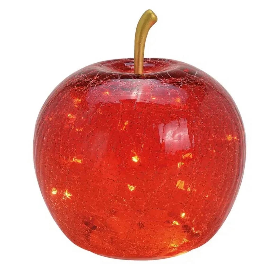 Seyila Home Dekofigur Glas Apfel Leuchte LED Crackle Grün Gold - Bild 2
