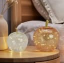 Seyila Home Dekofigur Glas Apfel Leuchte mit LED, Crackle-Effekt, Goldener Stiel Bild 1