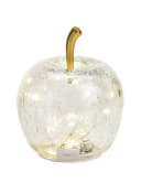 Seyila Home Dekofigur Glas Apfel Leuchte mit LED, Crackle-Effekt, Goldener Stiel Bild 2