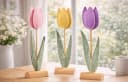 Seyila Home Dekofigur Tulpen aus Filz mit Holzfuß 3er Set Bunt Bild 1