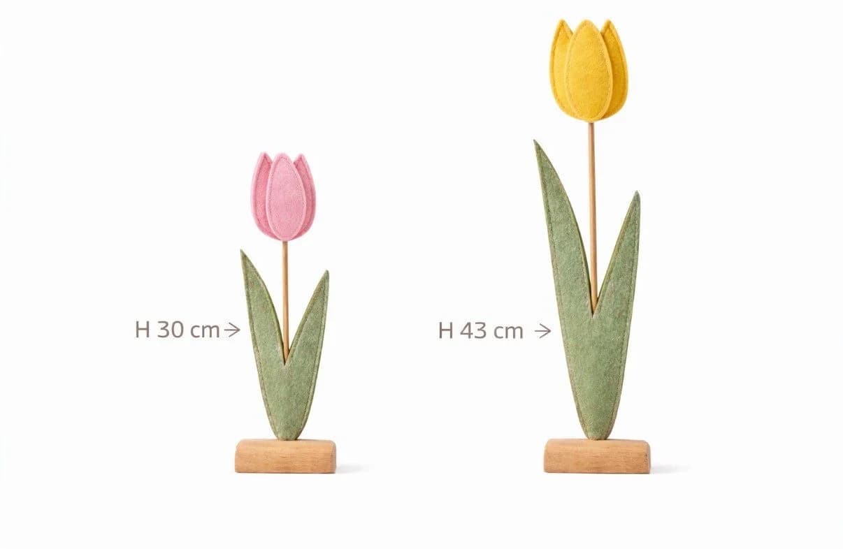 Seyila Home Dekofigur Tulpen aus Filz mit Holzfuß 3er Set Bunt - Bild 4