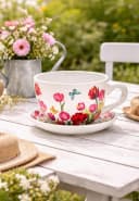 Seyila Home Pflanztasse aus Keramik mit Unterteller, Tulpenmotiv Bild 3