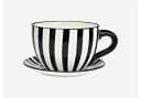 Seyila Home Pflanztasse aus Keramik mit Unterteller, Blumentopf Schwarzweiß Bild 2