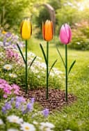 Seyila Home 3er Set Metall-Gartenstecker Tulpen Bunt Bild 1