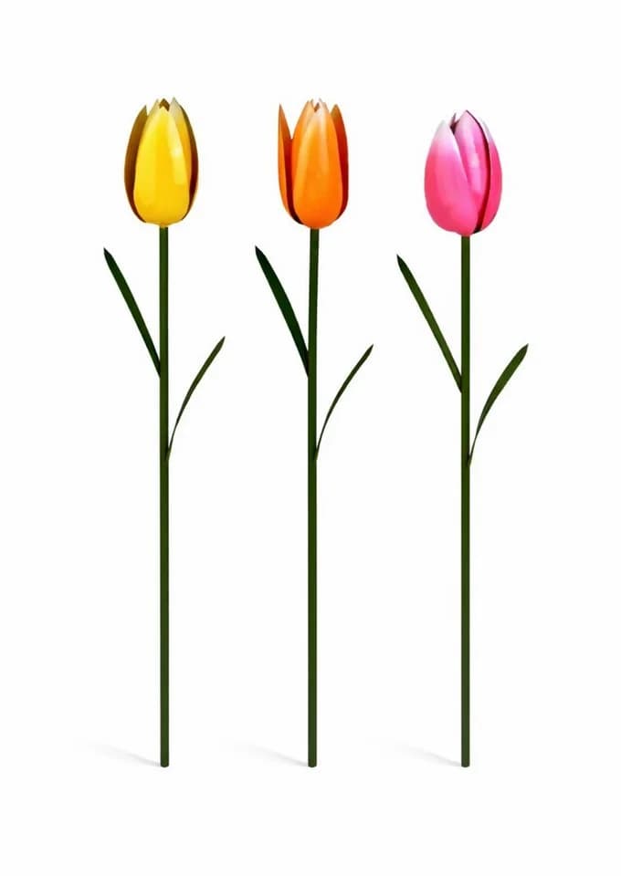 Seyila Home 3er Set Metall-Gartenstecker Tulpen Bunt - Bild 2