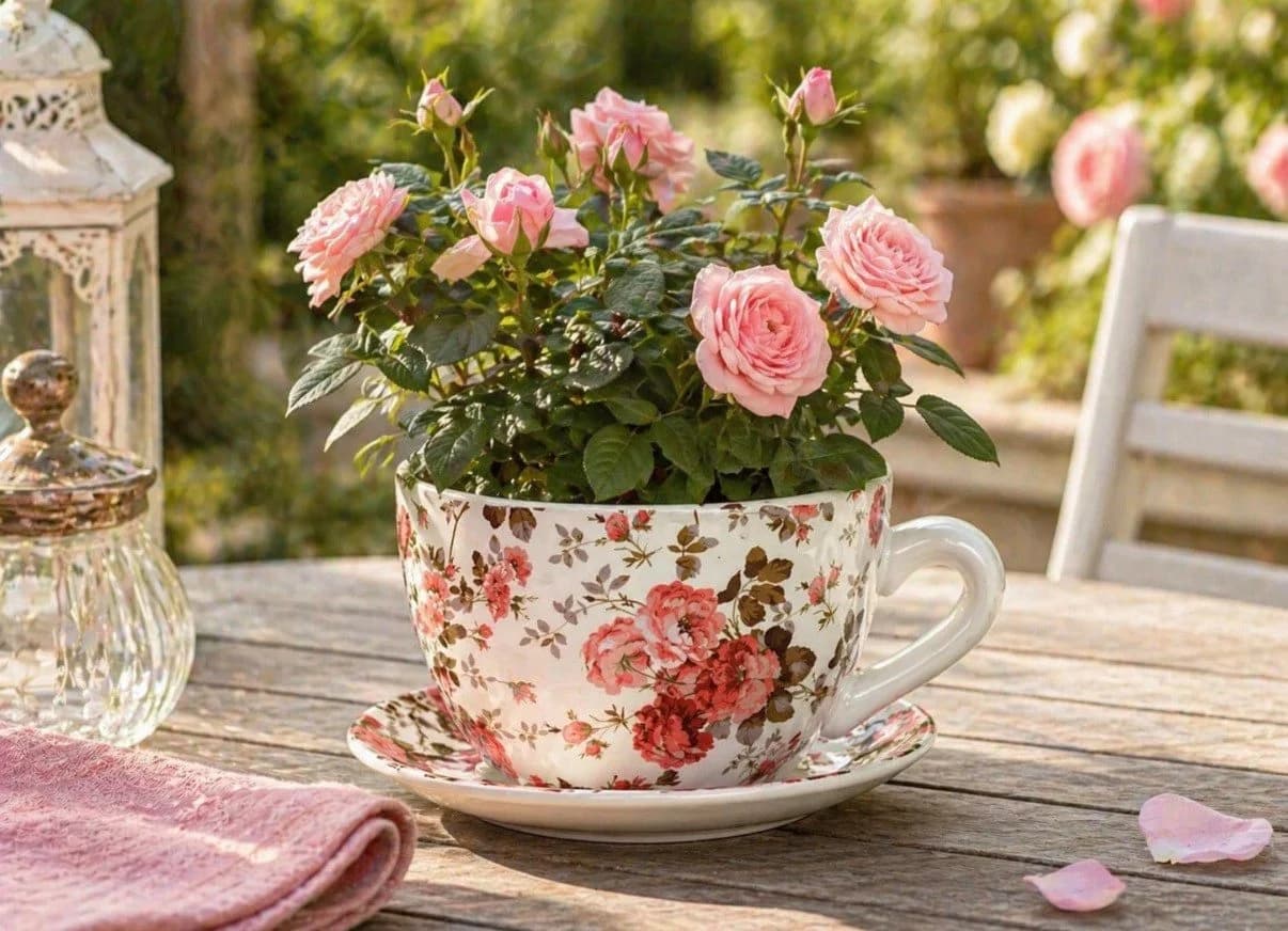 Seyila Home Pflanztasse Keramik mit Unterteller Rosa