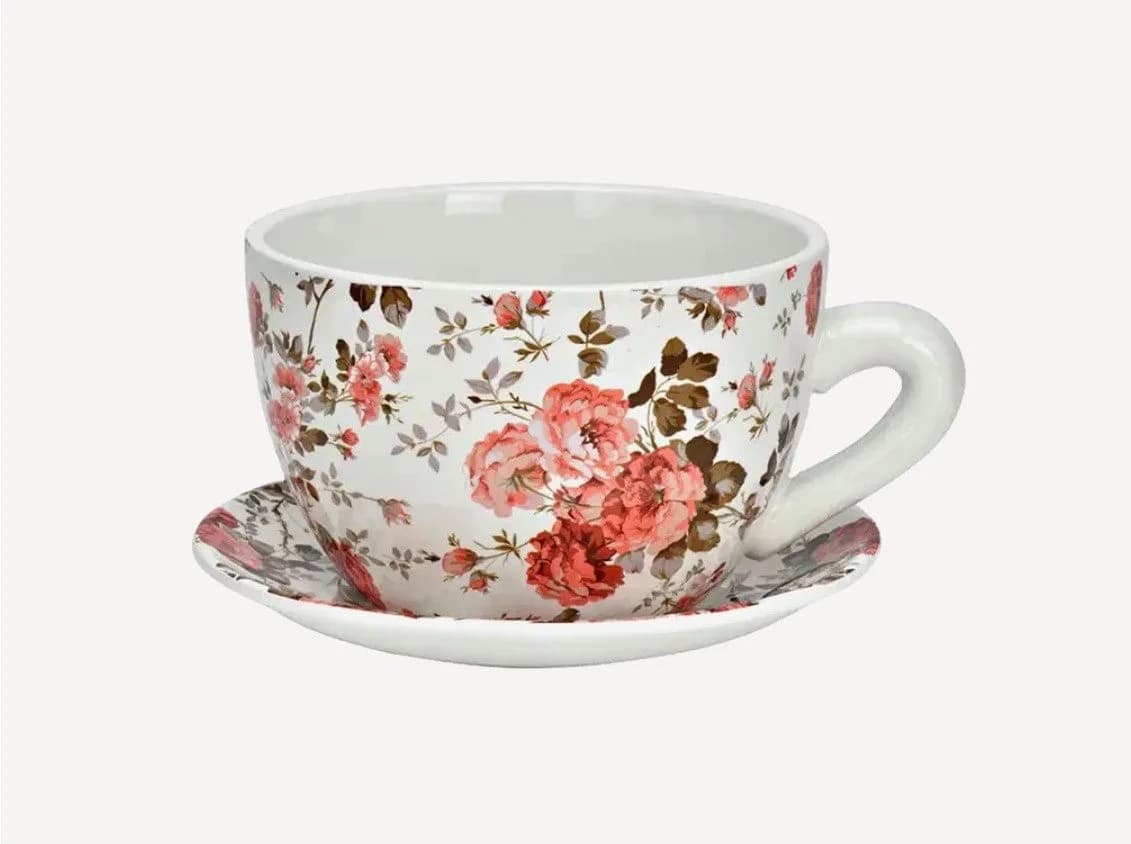 Seyila Home Pflanztasse Keramik mit Unterteller Rosa - Bild 2