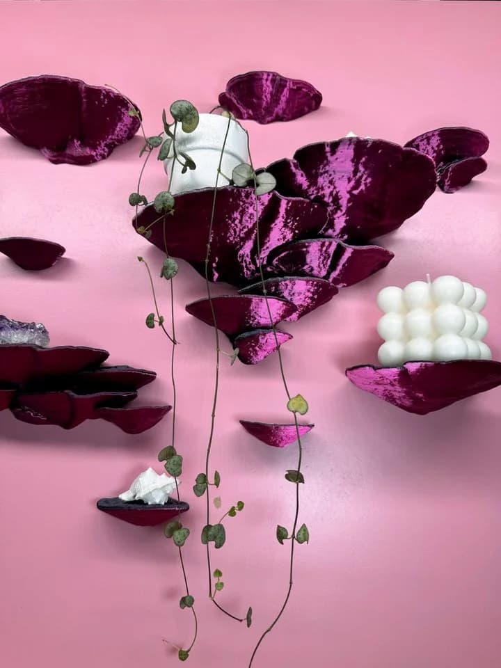 Roomberry Pilzwandregal Set 9-tlg. Trameten Schwarz/Rosa