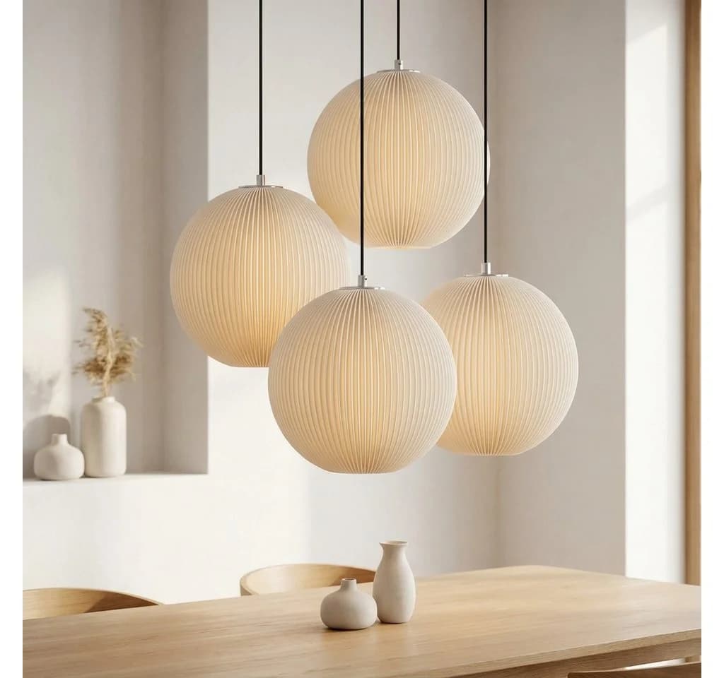Roomberry Lampenschirm Riga Kugel Weiß E27 Skandi Japandi - Bild 2