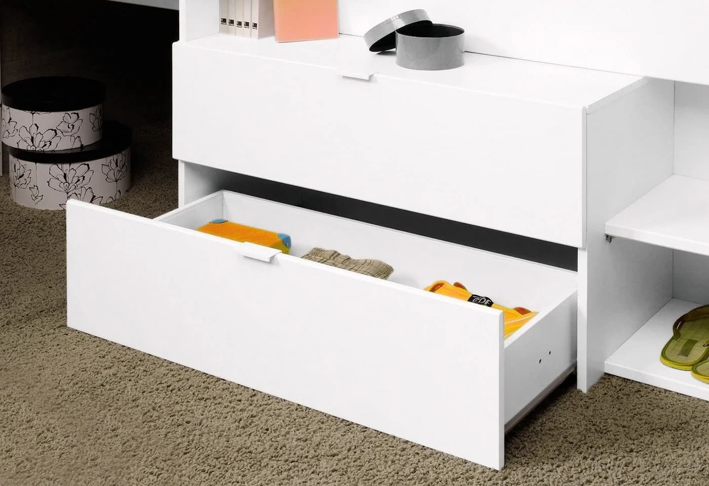 Parisot Hochbett Milky mit Stauraum und Schreibtisch - Bild 3