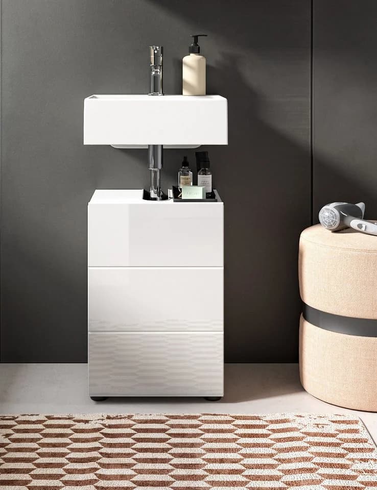 Inn.Furn Waschbeckenunterschrank Larik Weiß Hochglanz - Bild 5