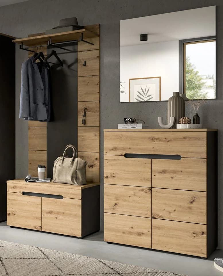 Inn.Furn Schuhkommode Cooper Artisan Eiche und grau mit Soft-Close-Funktion - Bild 5