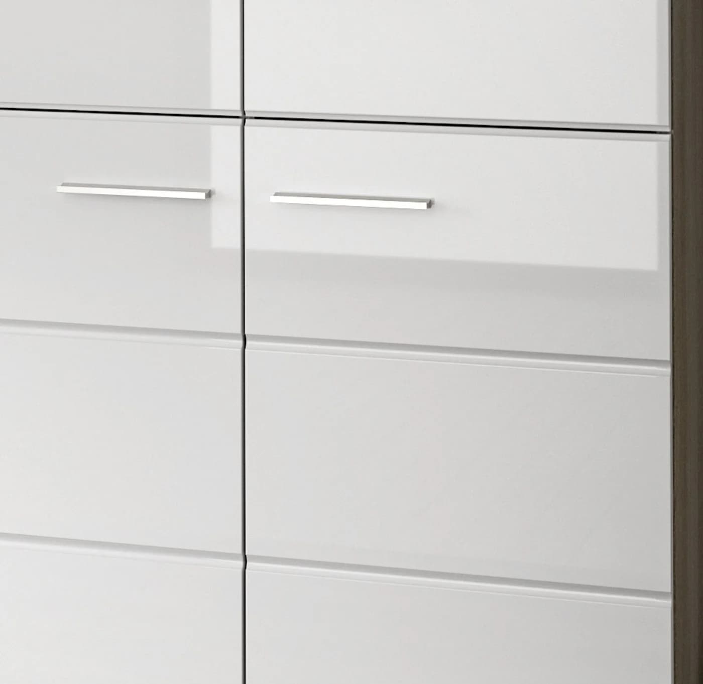 Inn.Furn Schuhkommode Rumba Weiß Hochglanz Grau 2 Türen 2 Schubladen - Bild 3