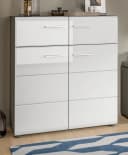 Inn.Furn Schuhkommode Rumba Weiß Hochglanz Grau 2 Türen 2 Schubladen Bild 4